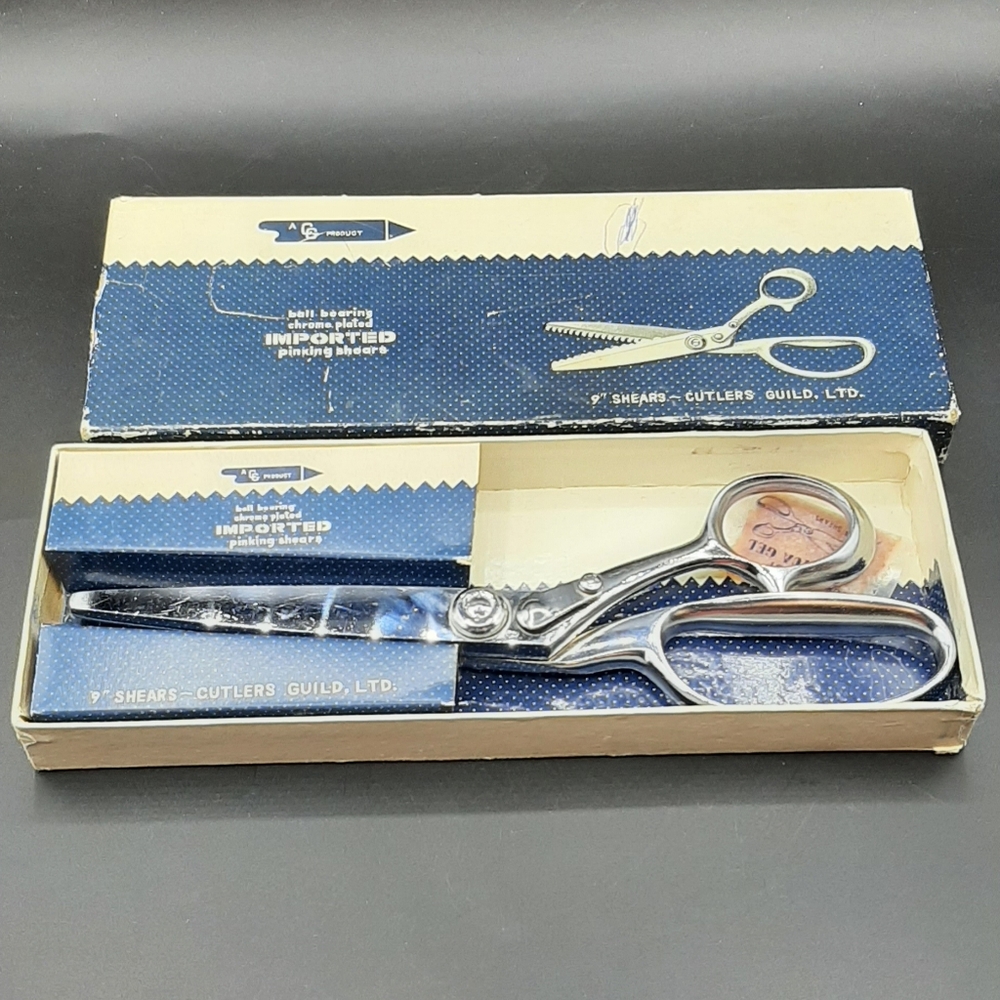 Cutlers Guild International 9" Pinking Shears Ball Bearing Chrome Plated Vintage